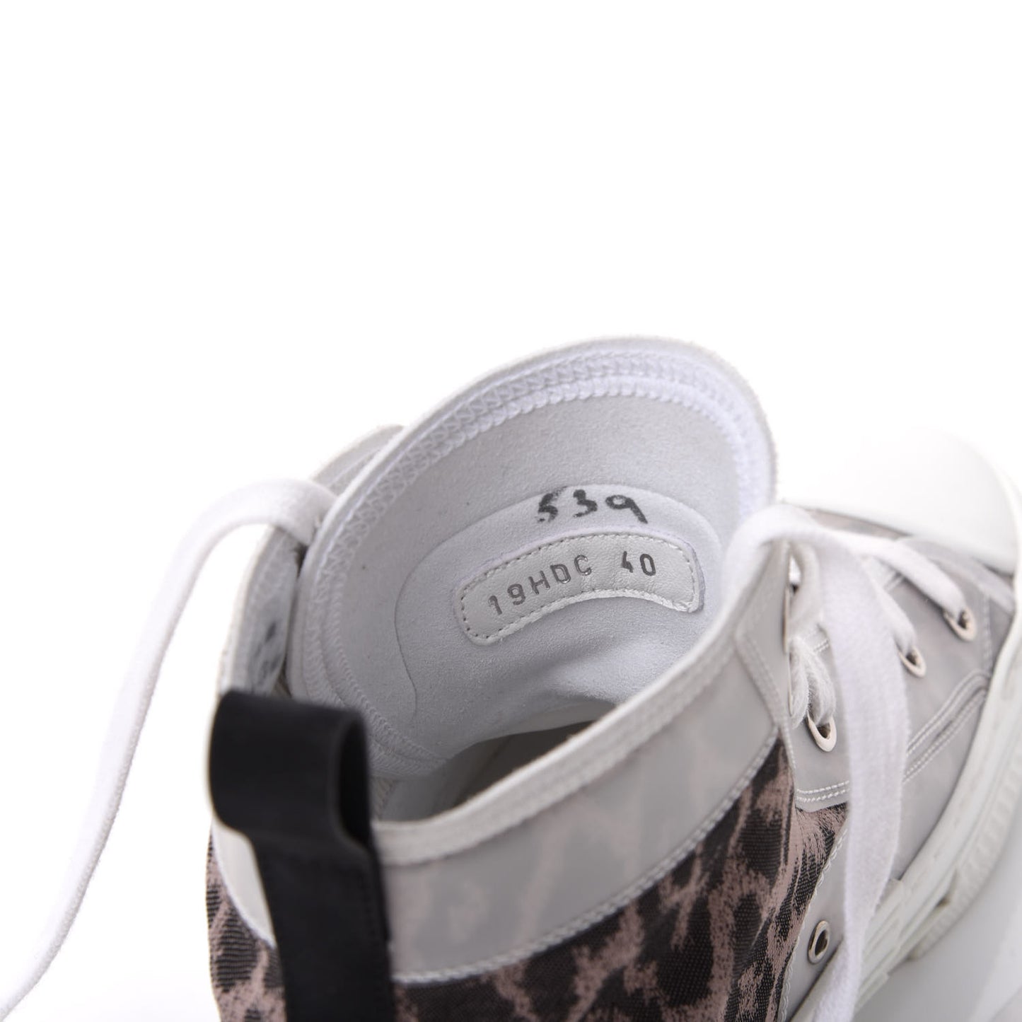 Canvas Leopard Print Mens B23 High Top Sneakers 40 White