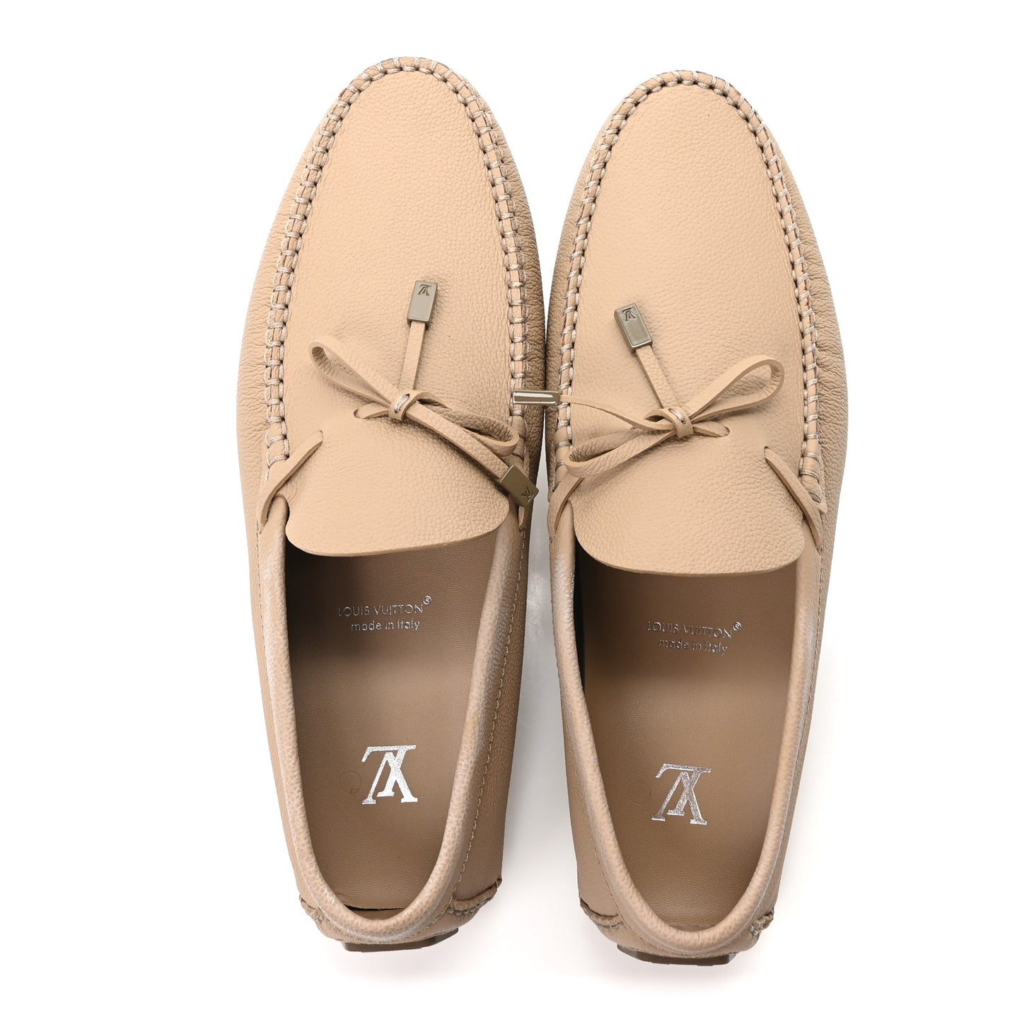 Calfskin LV Driver Moccasin Loafers 10 Beige