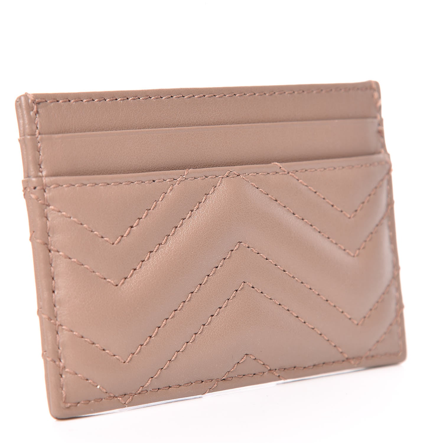 Gucci Calfskin Matelasse GG Marmont Card Holder Porcelain Rose 3 of 6