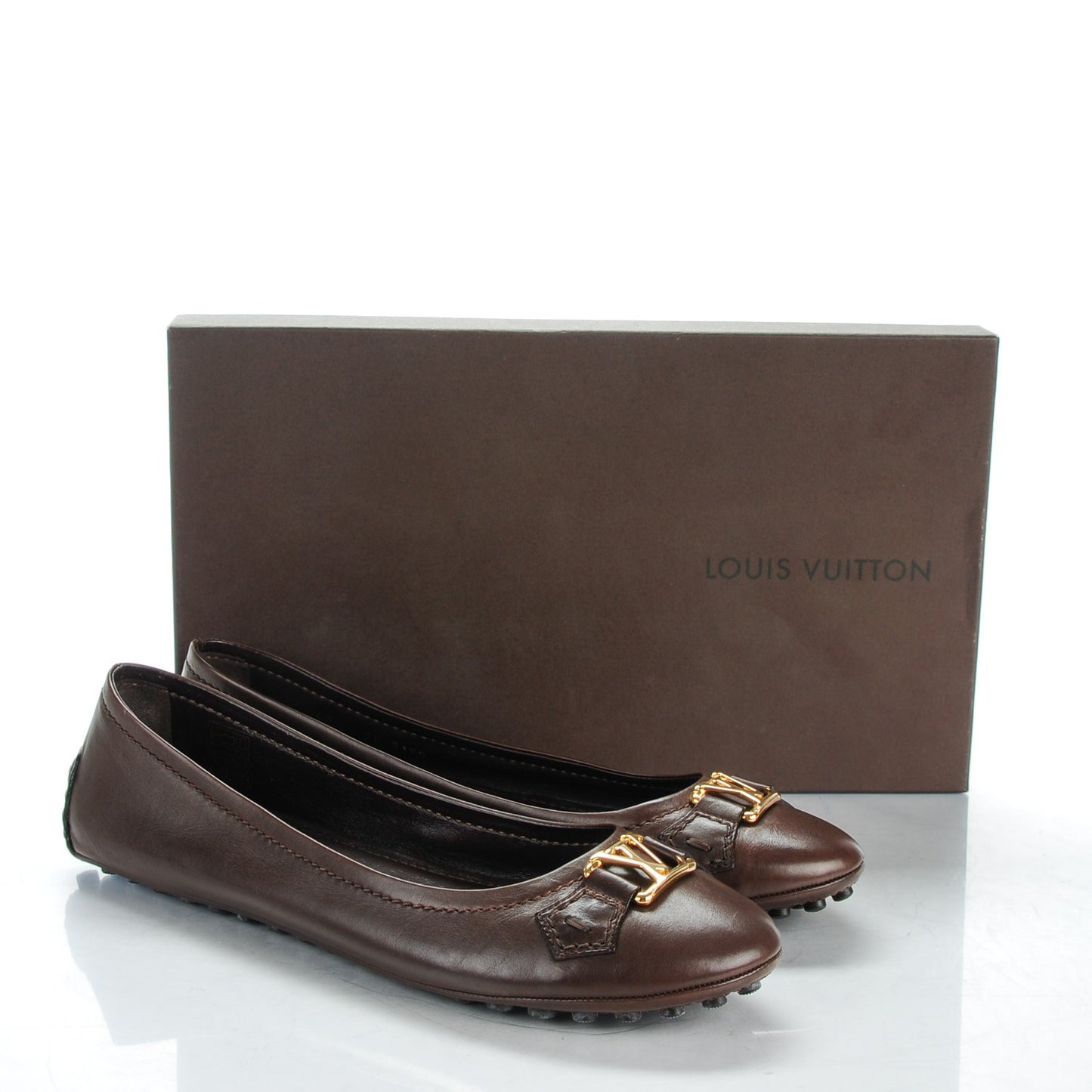 Calfskin Oxford Ballerina Flats Moka 40