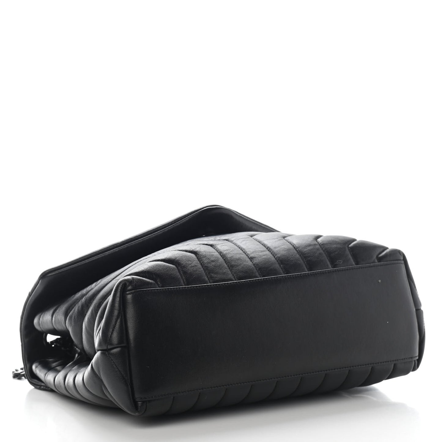 Calfskin Y Quilted Monogram Medium Loulou Chain Satchel Black