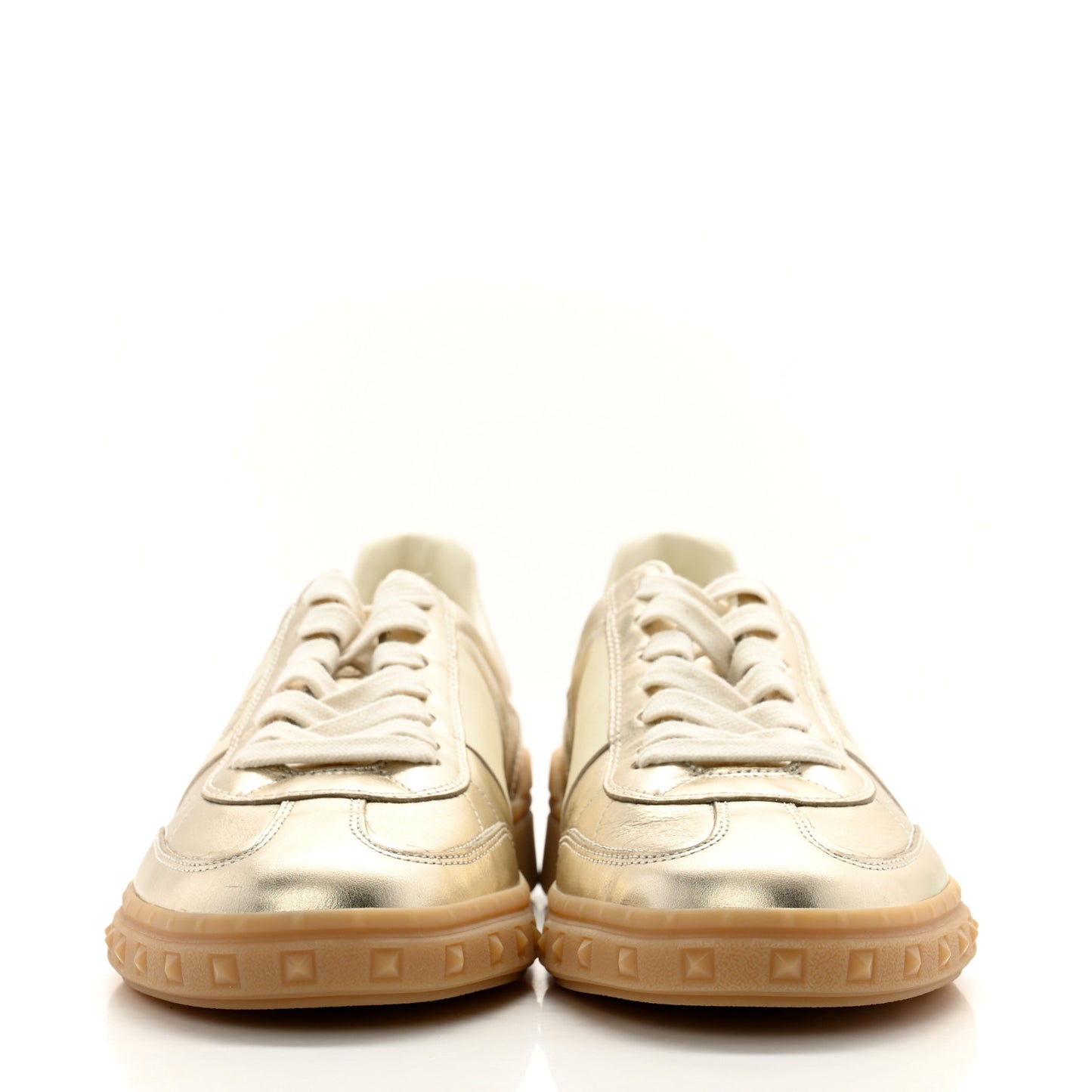 Laminated Calfskin Nappa Upvillage Sneakers 38 Platinum Ivory Amber