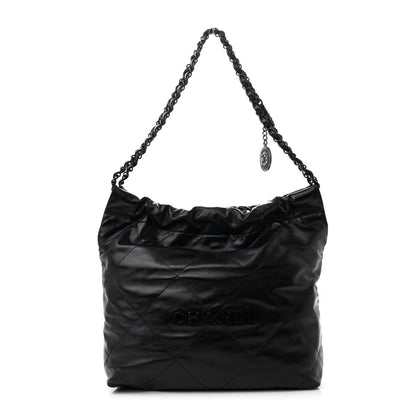 Chanel Shiny Calfskin Quilted Small Chanel 22 So Black 1 of 13