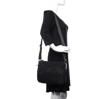 Prada Nylon Flat Messenger Bag Black 2 of 10