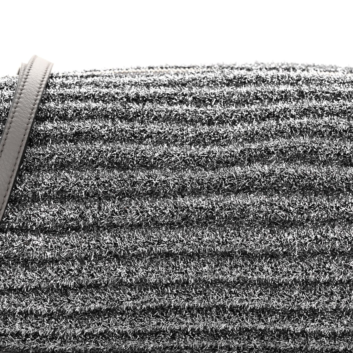 Metallic Lurex Pleated Bracelet Pouch Shoulder Bag Silver