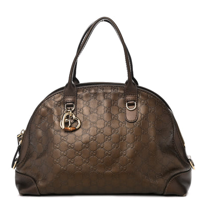 Gucci Metallic Guccissima Heart Bit Charm Dome Satchel Bronze 1 of 16