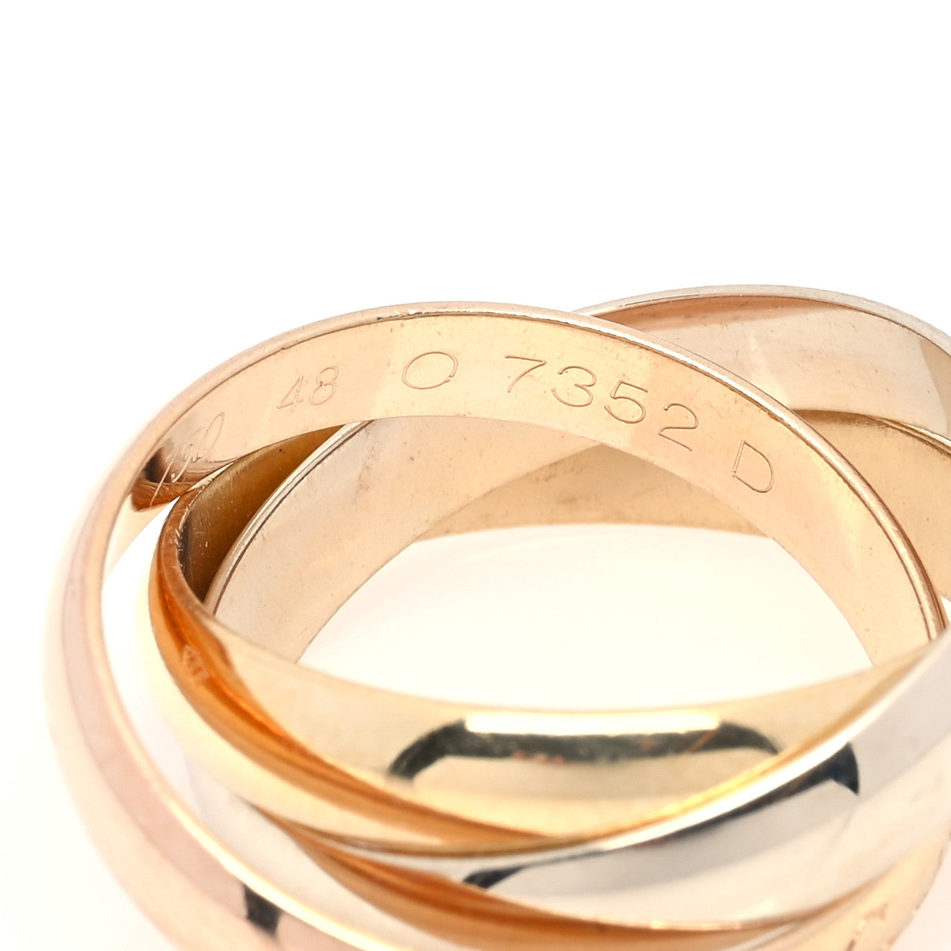 Cartier 18K Pink Yellow White Gold Classic Les Must De Cartier Trinity Ring 48 4.5 4 of 4
