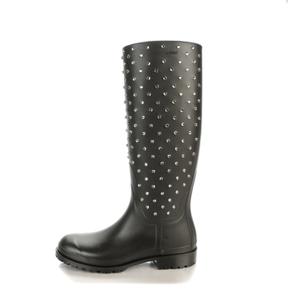 Saint Laurent Rubber Studded Festival Rain Boots 41 Black 1 of 7