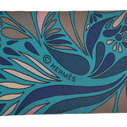 Hermes Silk Millefleurs du Mexique Twilly Canard Marine Rose Poudre 5 of 5