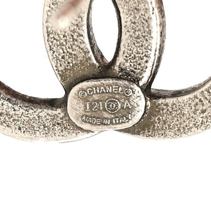 Chanel Metal Crystal CC Earrings Silver 4 of 5