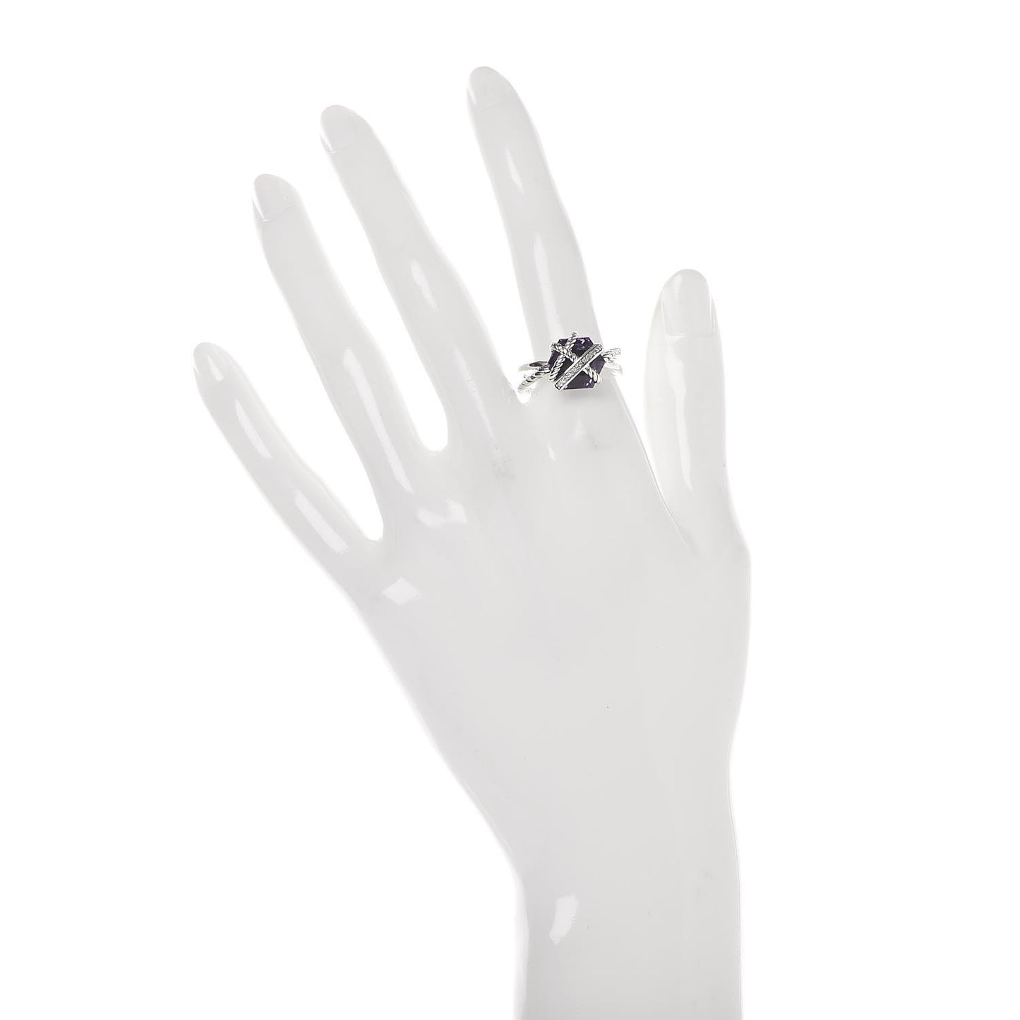 Sterling Silver Diamond Amethyst 10mm Cable Wrap Ring 55 7.25