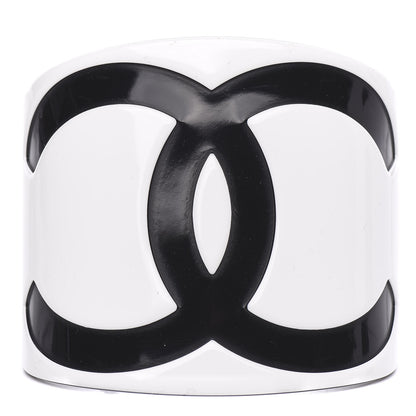 Chanel Resin CC Wide Cuff White Black 1 of 5