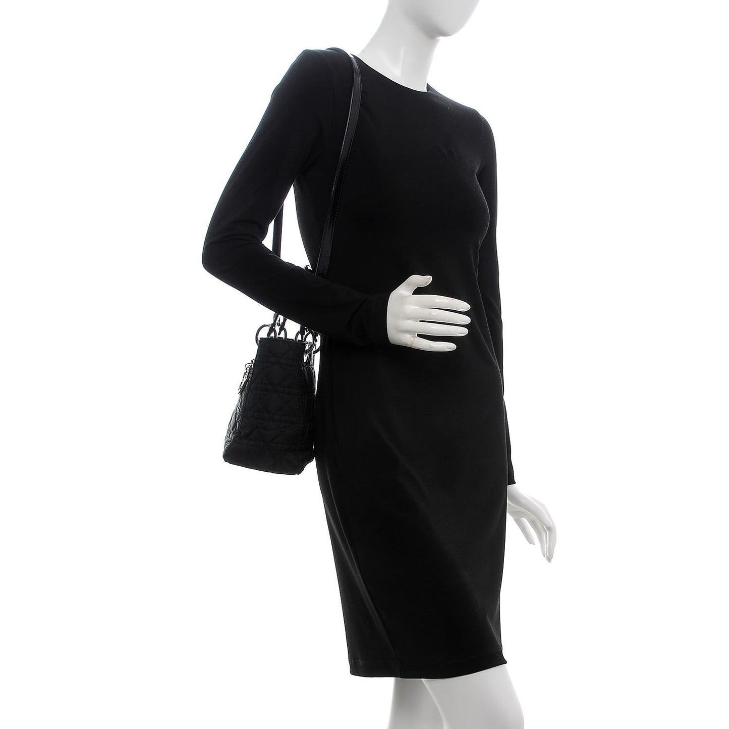 Nylon Cannage Medium Lady Dior Black