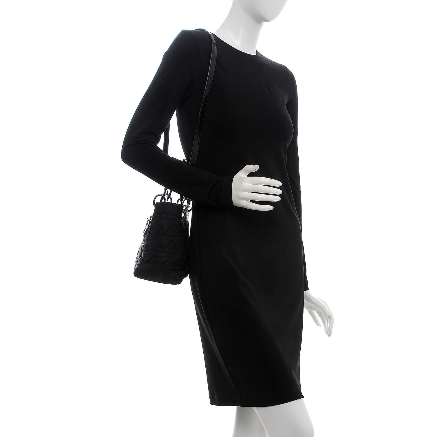 Christian Dior Nylon Cannage Medium Lady Dior Black 2 of 7