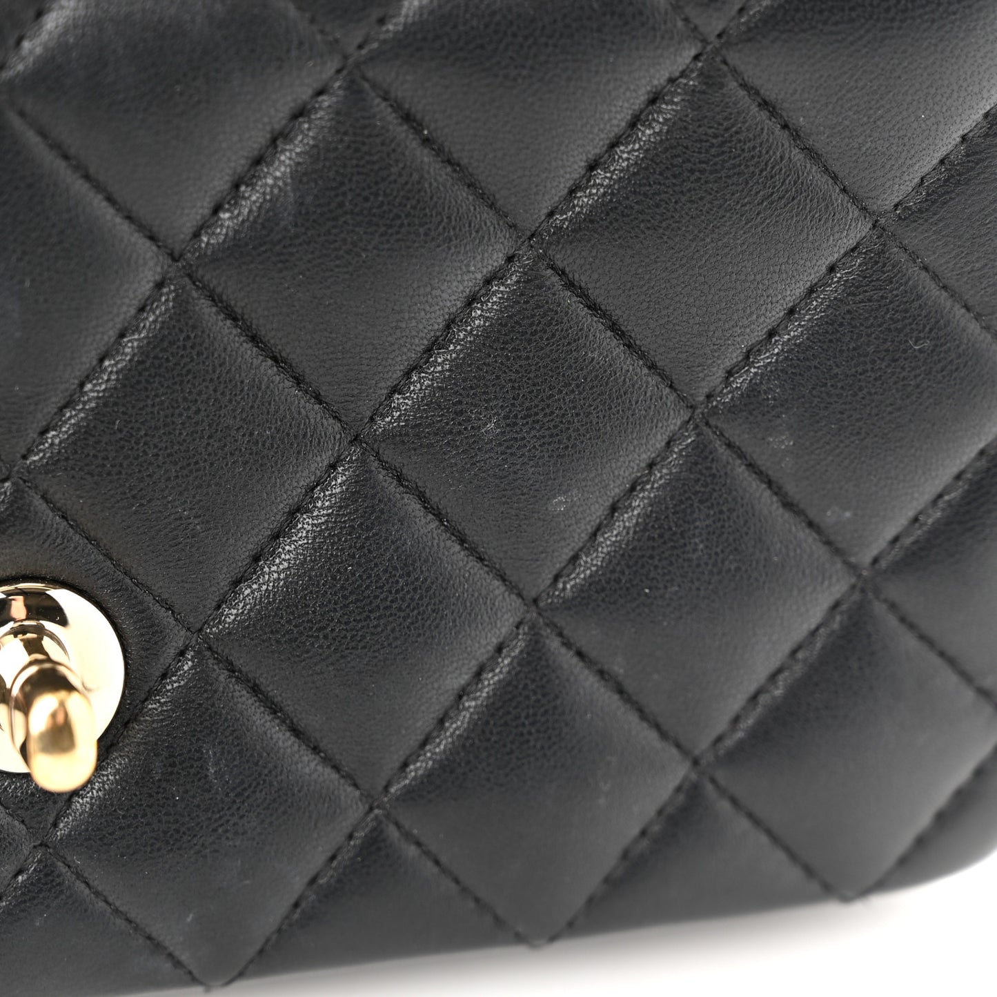 Lambskin Quilted Mini Top Handle Rectangular Flap Black