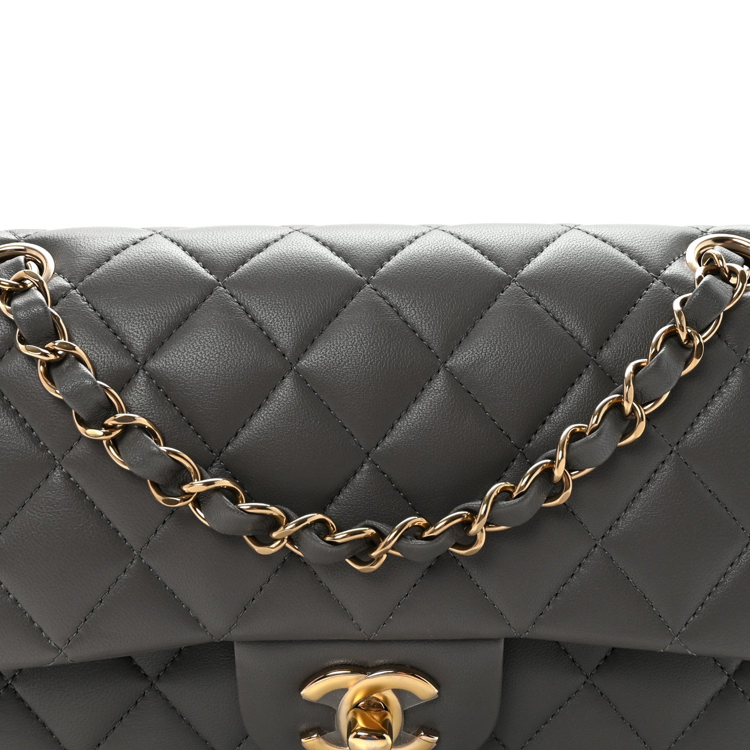 Chanel Lambskin Quilted Small Double Flap Grey 1863695 – FASHIONPHILE