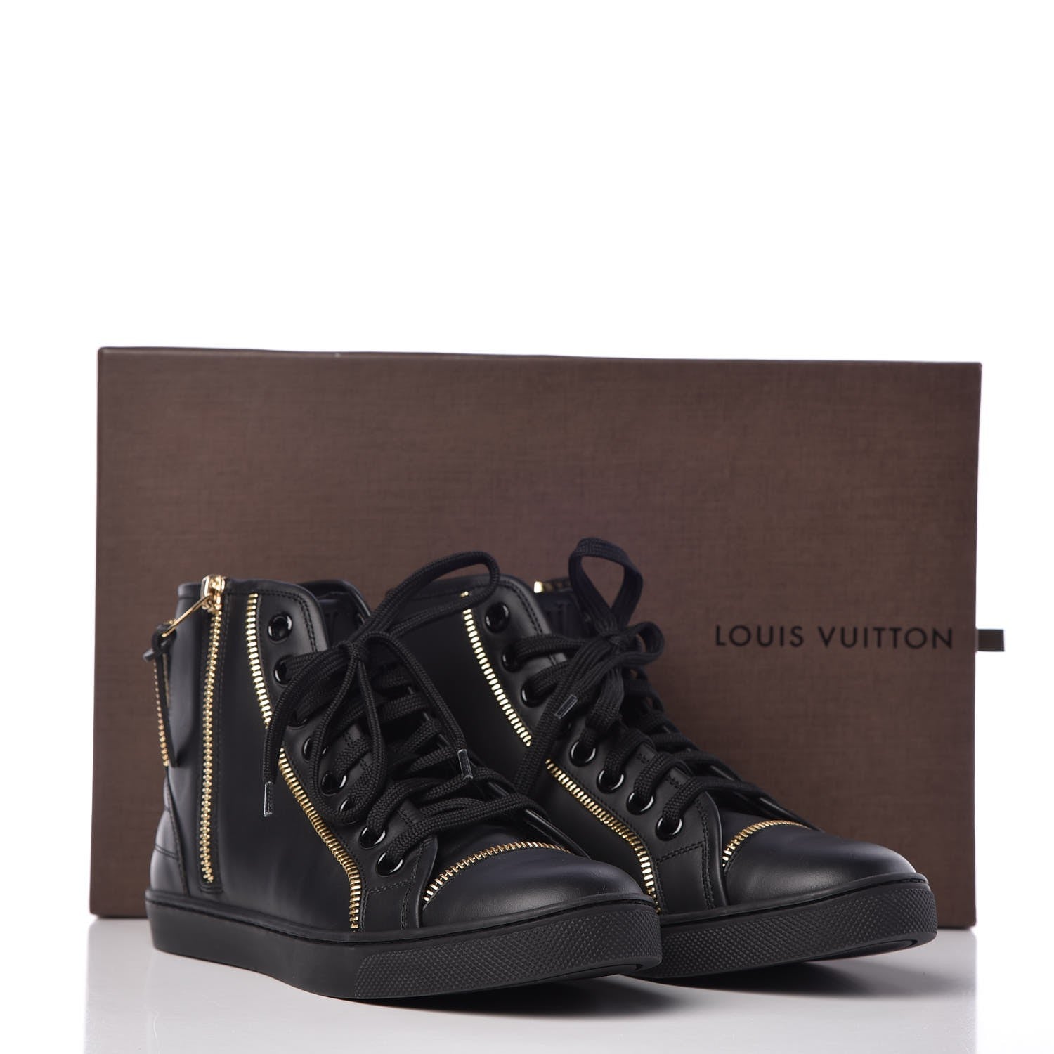 Louis Vuitton Calfskin Punchy Zipper High Top Sneakers 35.5 Black 8 of 8