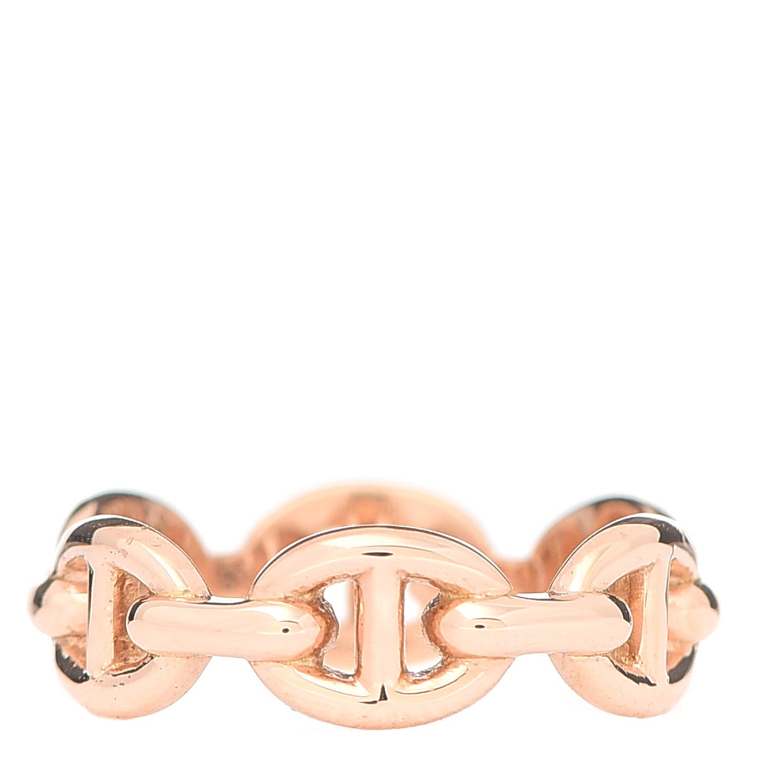 Hermes 18K Rose Gold PM Chaine D'Ancre Enchainee Ring 51 5.75 1 of 6