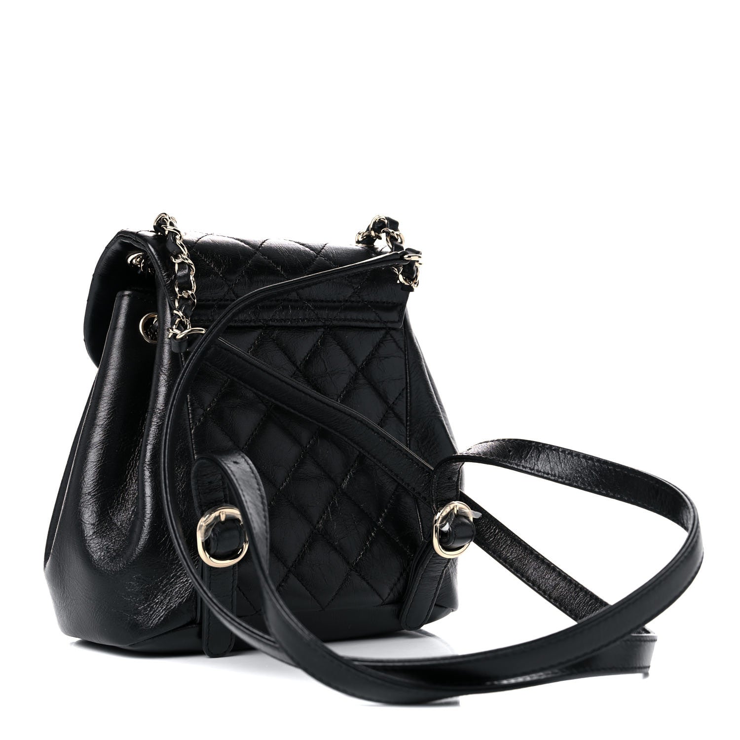 Chanel Glazed Aged Calfskin Quilted Small Duma Drawstring Backpack Black 3 of 10