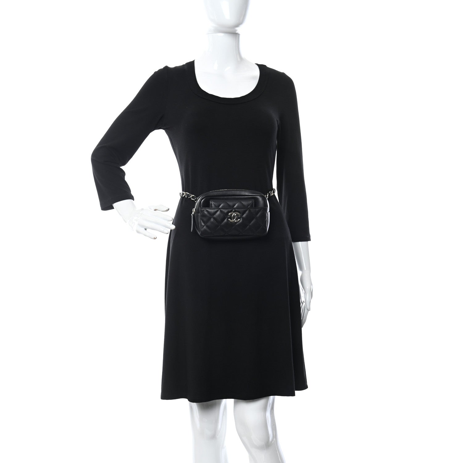 Chanel Lambskin Quilted Waist Bag With Pouch Black 2 of 10