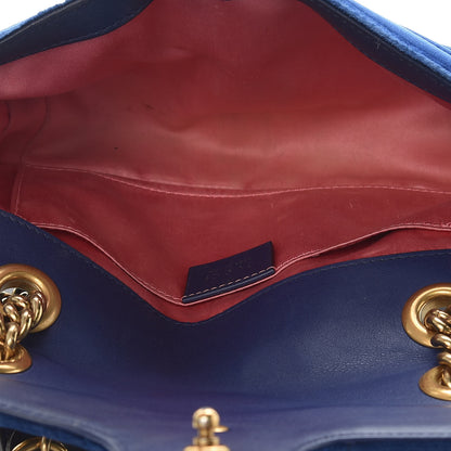 Gucci Velvet Matelasse Mini GG Marmont Shoulder Bag Cobalt Blue 7 of 12
