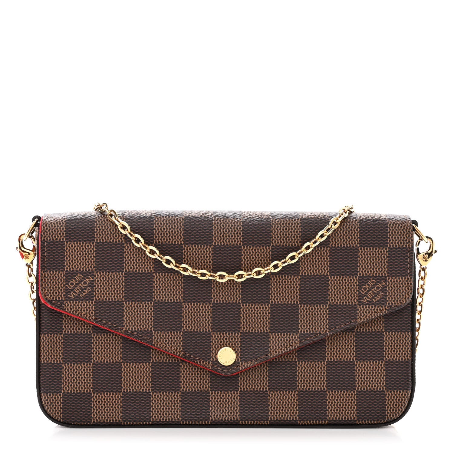 Louis Vuitton Damier Ebene Pochette Felicie Chain Wallet 3 of 13