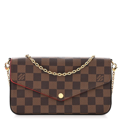 Louis Vuitton Damier Ebene Pochette Felicie Chain Wallet 3 of 13