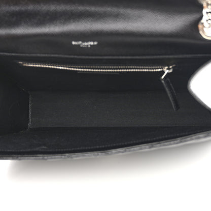 Saint Laurent Grain De Poudre Textured Mixed Matelasse Large Triquilt Monogram Satchel Black 5 of 10