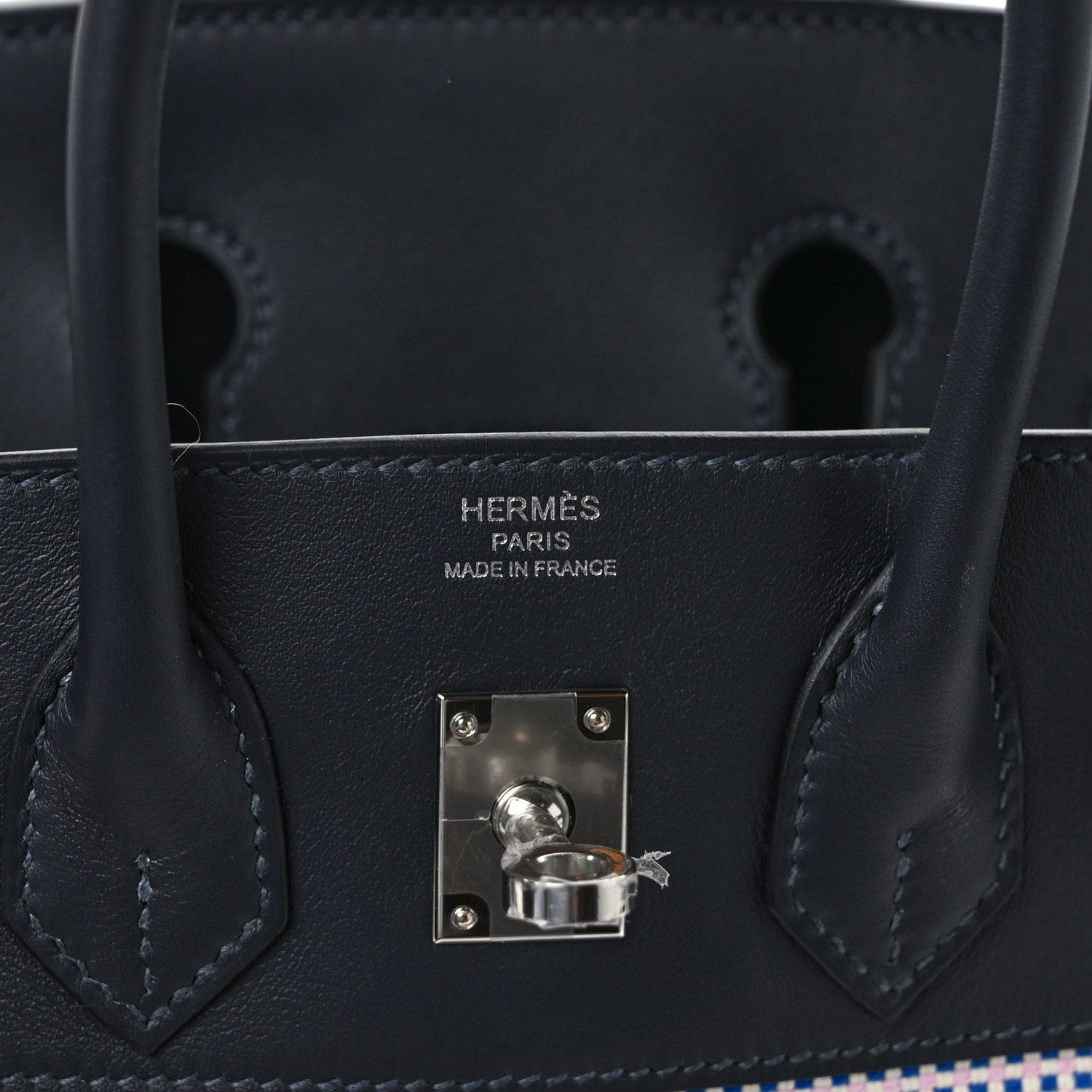 Hermes Toile Quadrille Swift Birkin 25 Ecru Mauve Sylvestre Bleu Bill 6 of 12