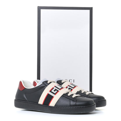 Gucci Calfskin Stripe Mens New Ace Sneakers 7 Black Ecru Red Flame 11 of 11