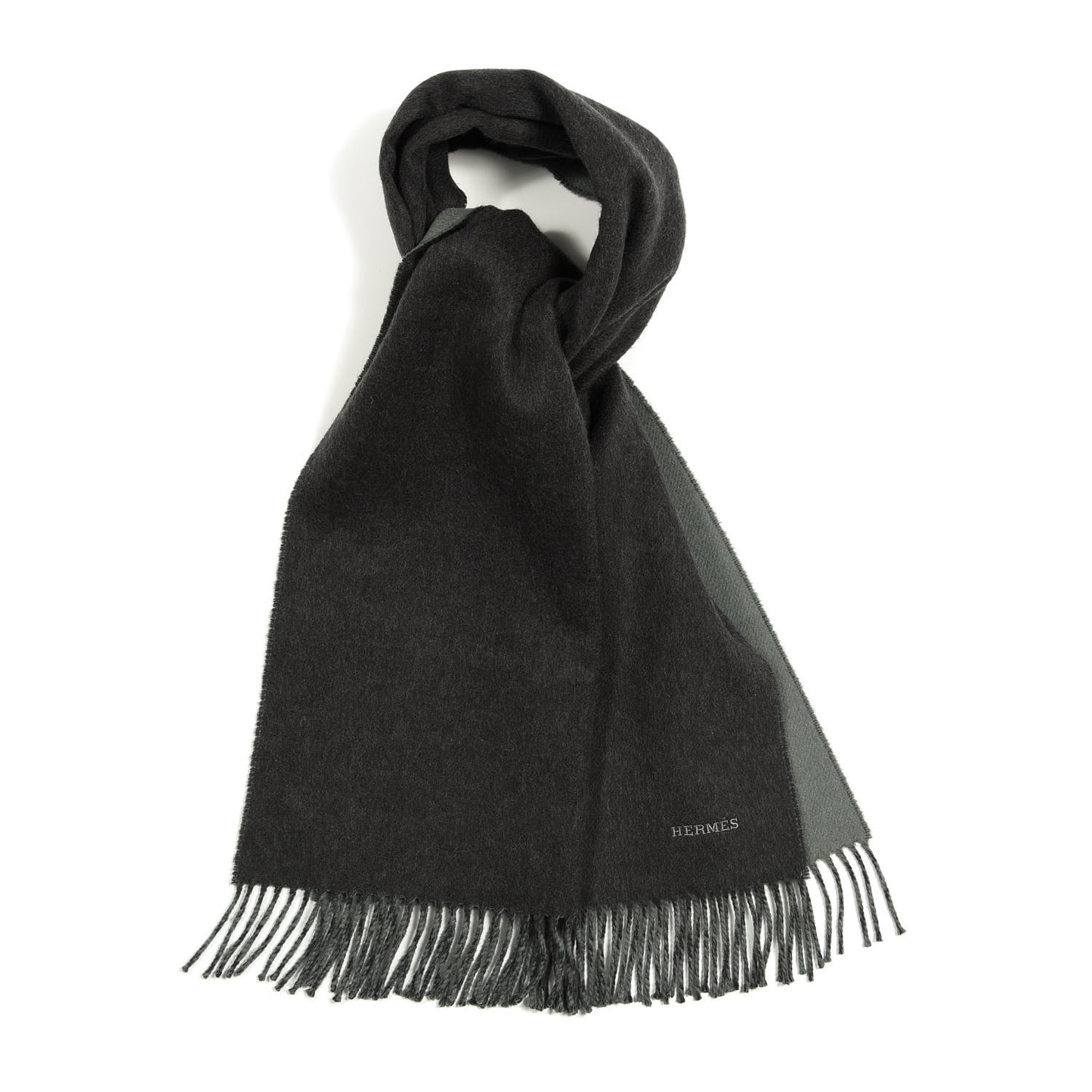 Cashmere Recto Verso Muffler Anthracite Sauge