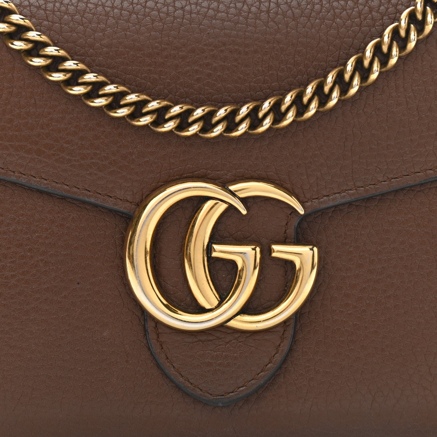 Gucci Cellarius Calfskin GG Marmont Chain Wallet Nut Brown 7 of 13