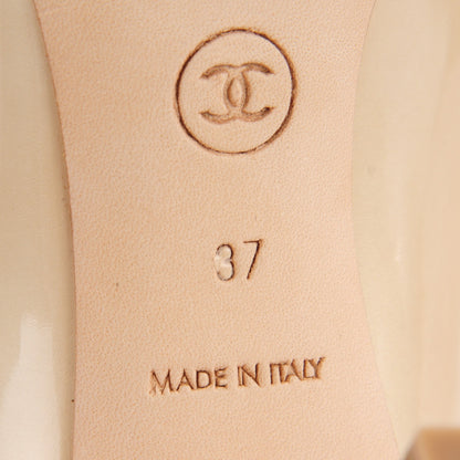 Chanel Patent Cap Toe CC Pumps 37 Beige 6 of 9
