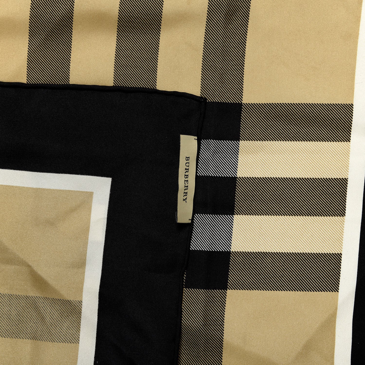 Burberry Silk Haymarket Check Square Scarf Beige Black 3 of 4