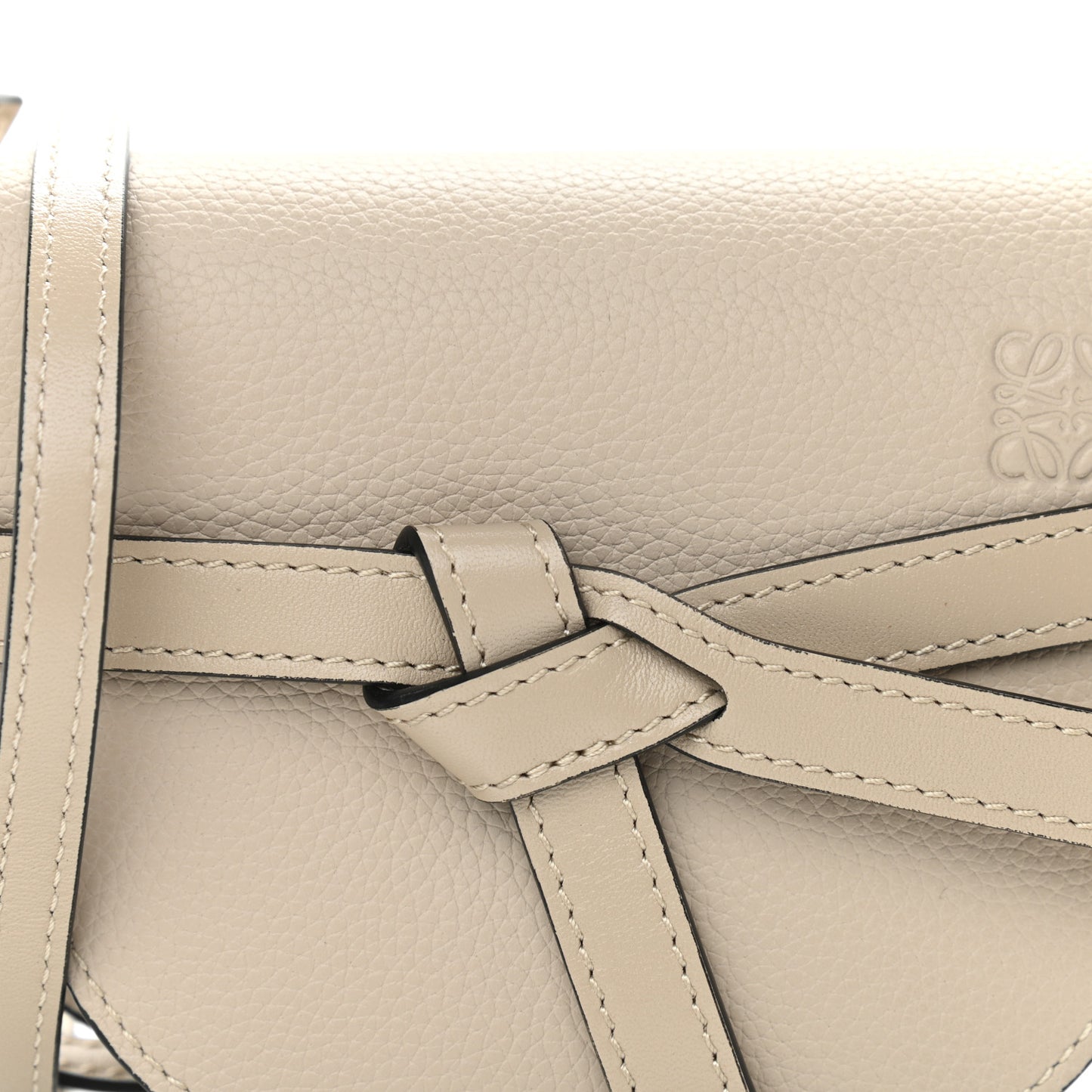 Pebble Grain Calfskin Mini Gate Dual Bag Light Oat