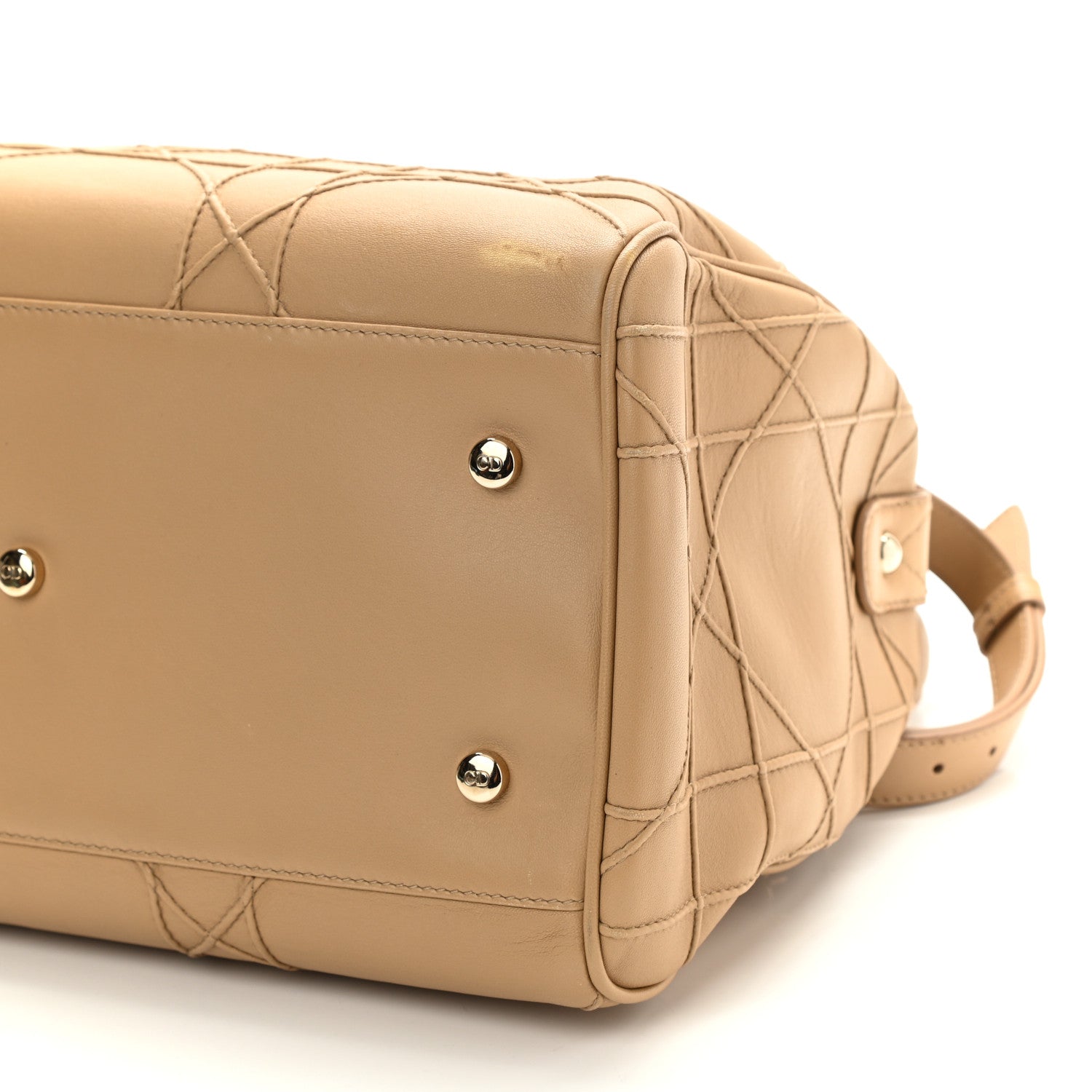 Christian Dior Lambskin Cannage Granville Polochon Beige 9 of 9