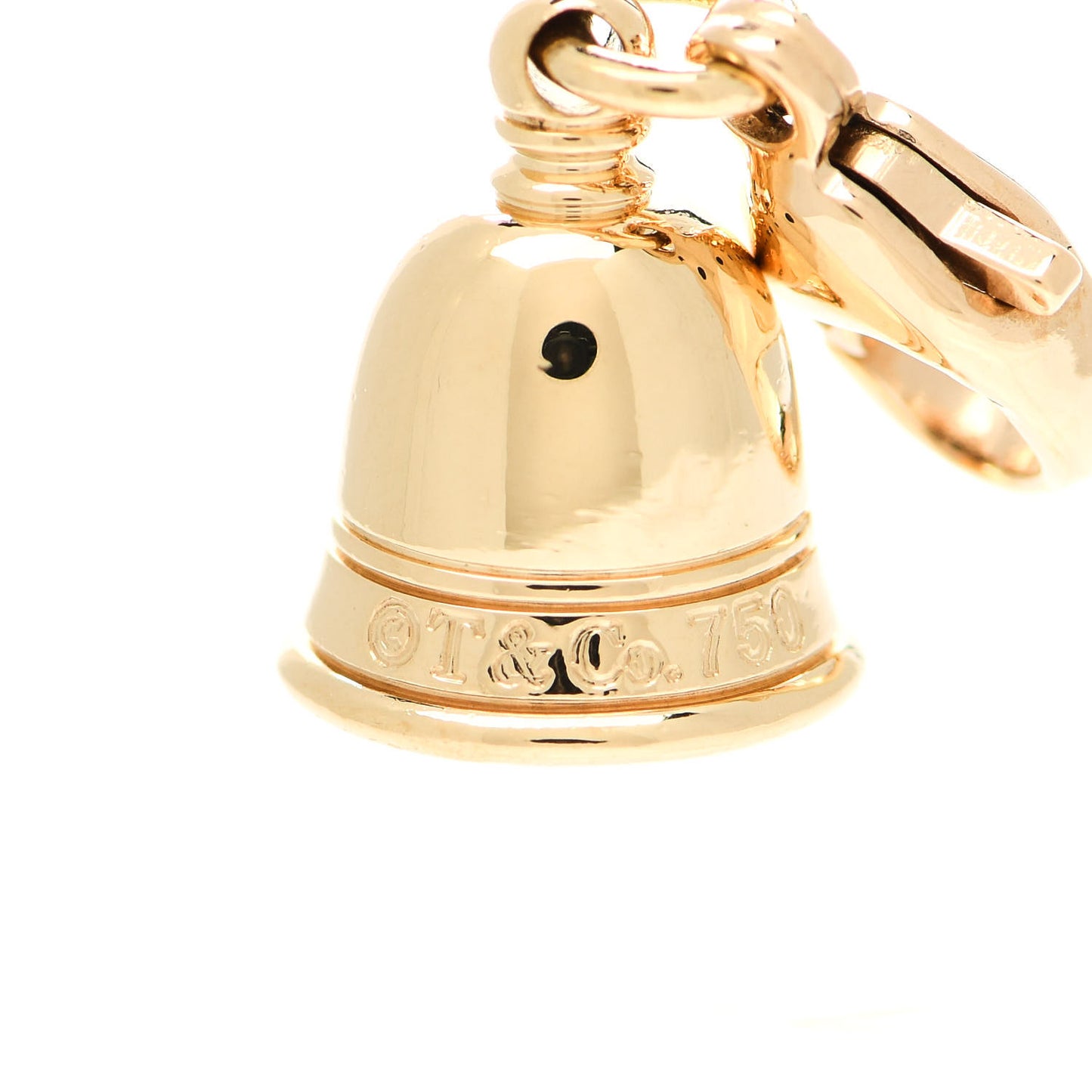 18K Yellow Gold Platinum Diamond Bell Charm
