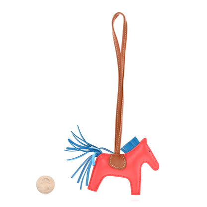 Hermes Milo Lambskin Grigri Rodeo Horse Bag Charm PM Rose Texas Bleu Zanzibar Gold 2 of 5