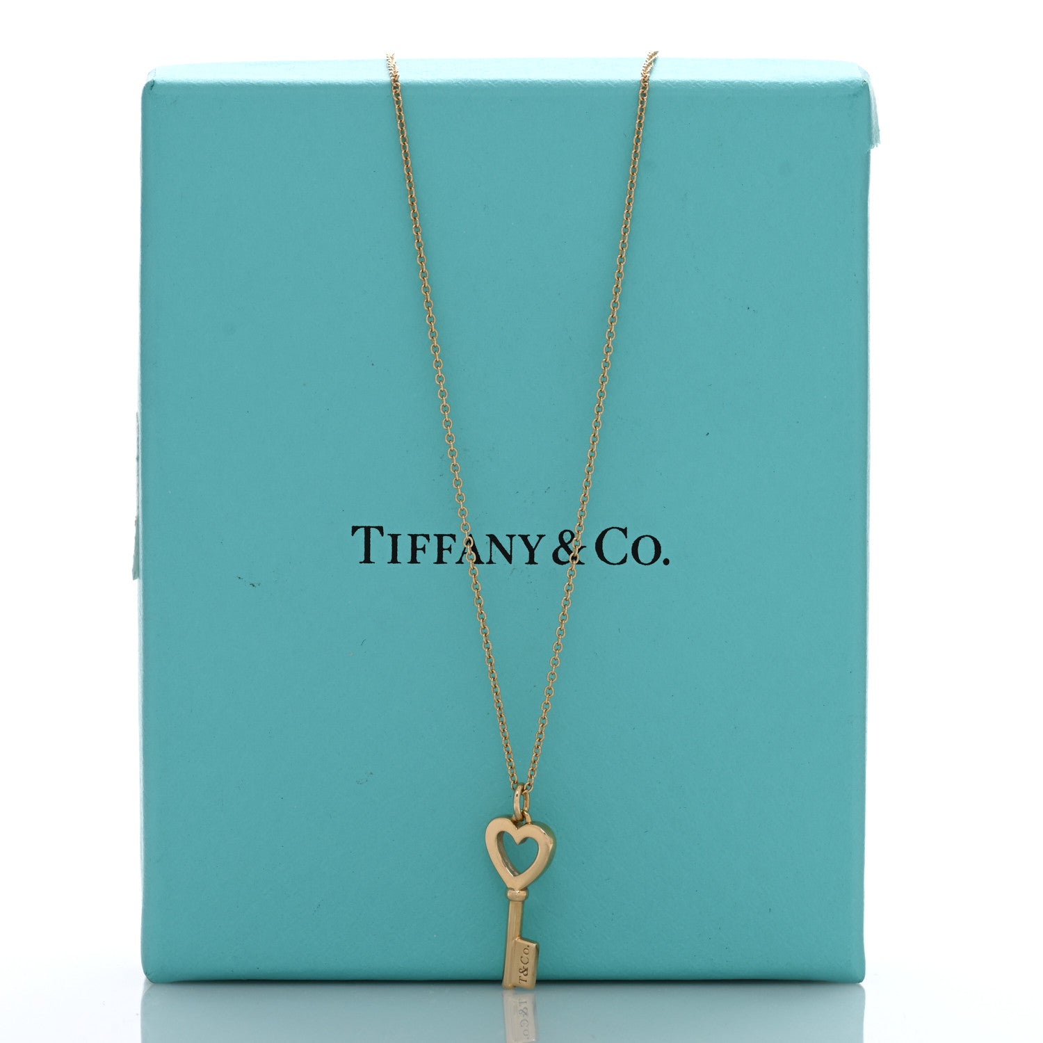 Tiffany Yellow Gold Mini Heart Key Pendant Necklace 5 of 5