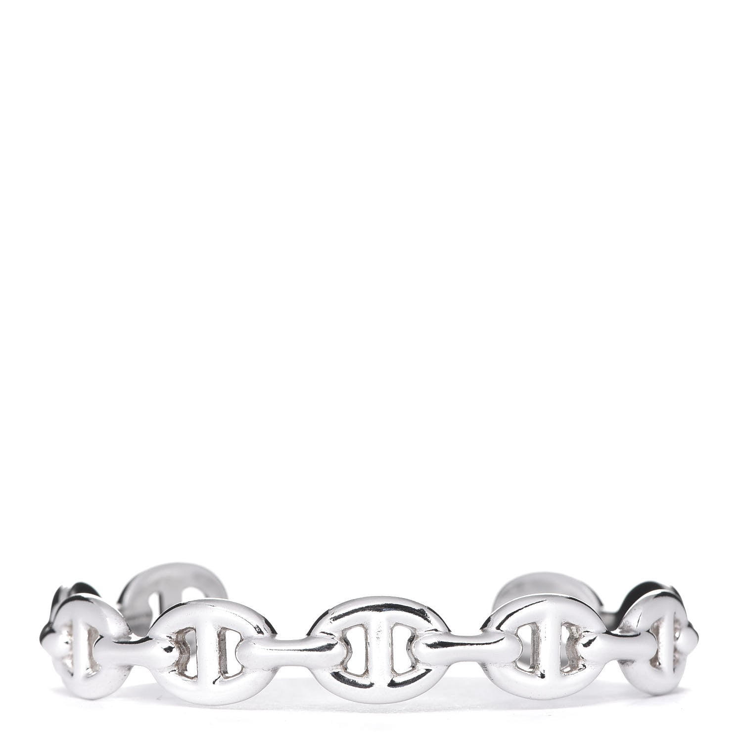 Hermes Sterling Silver MM Chaine d'Ancre Enchainee Cuff Bracelet SH 1 of 4
