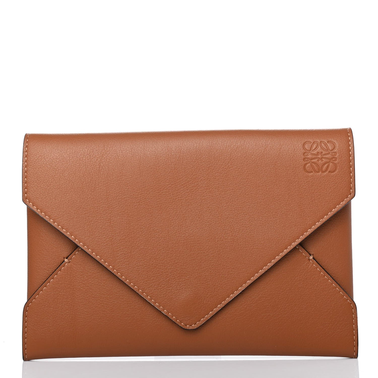 Loewe Calfskin Mail Print Envelope Pouch Tan 2 of 5