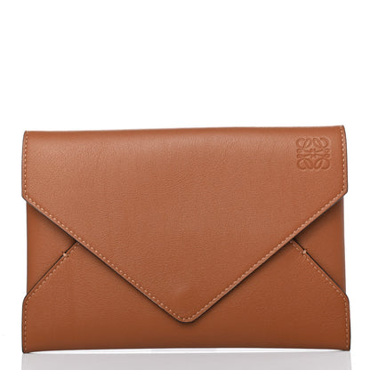 Loewe Calfskin Mail Print Envelope Pouch Tan 2 of 5
