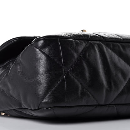 Chanel Shiny Goatskin Quilted Large Chanel 19 Flap Black 9 of 10