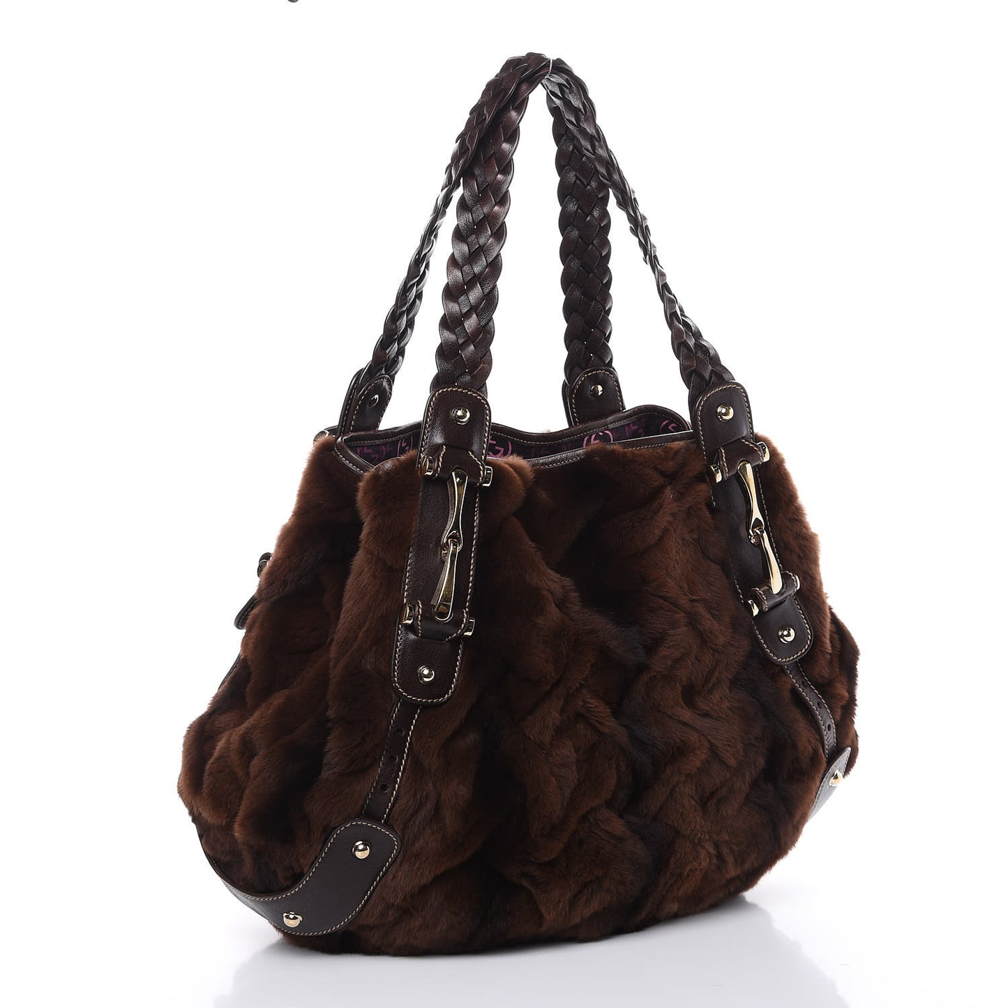 Mink Fur Calfskin Medium Pelham Shoulder Bag Brown