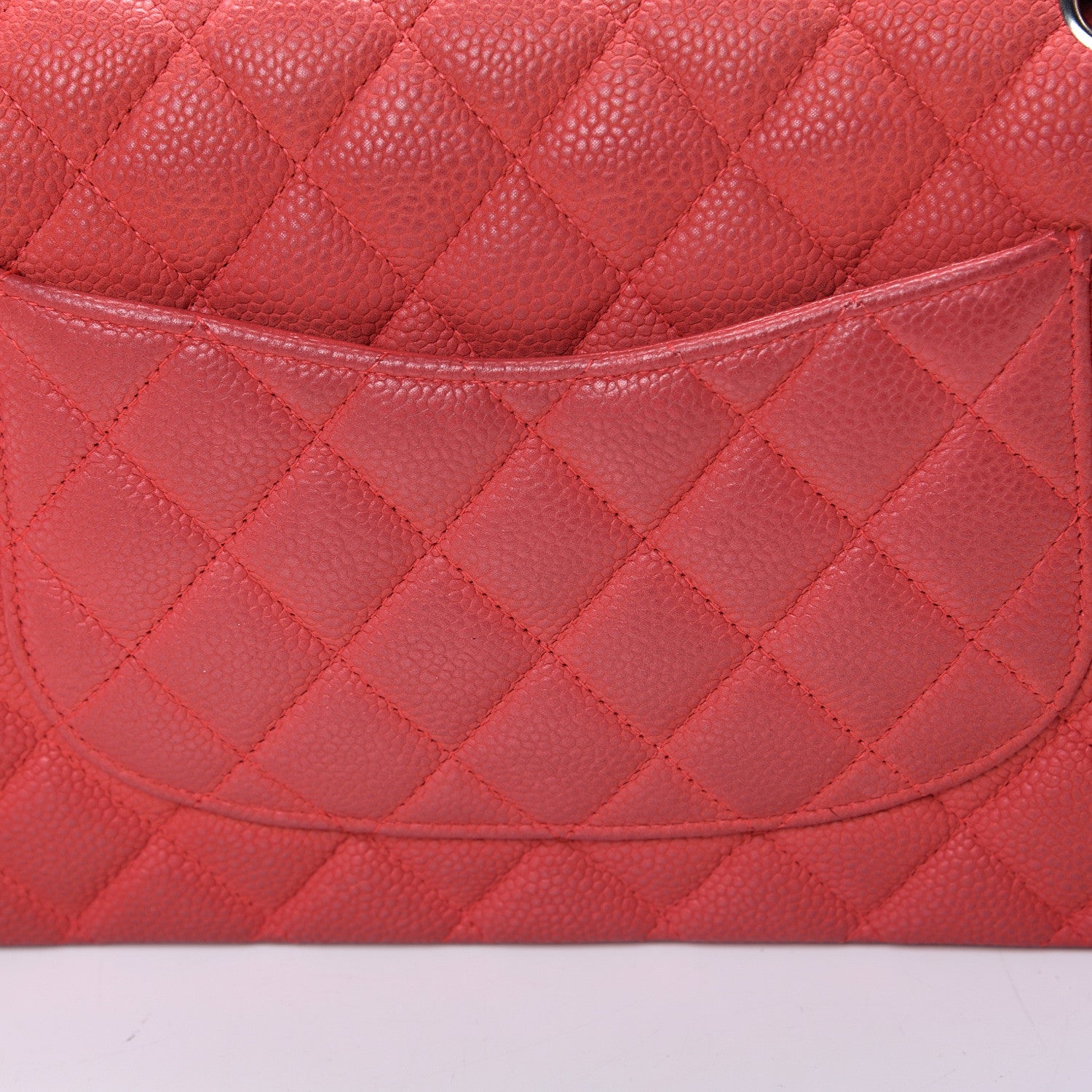 Chanel Iridescent Caviar Quilted Medium Double Flap Red 12 of 15
