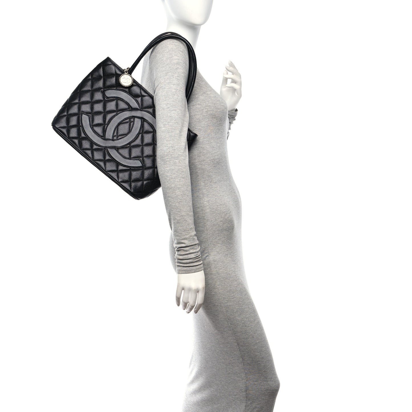 Caviar Quilted Medallion Tote Black