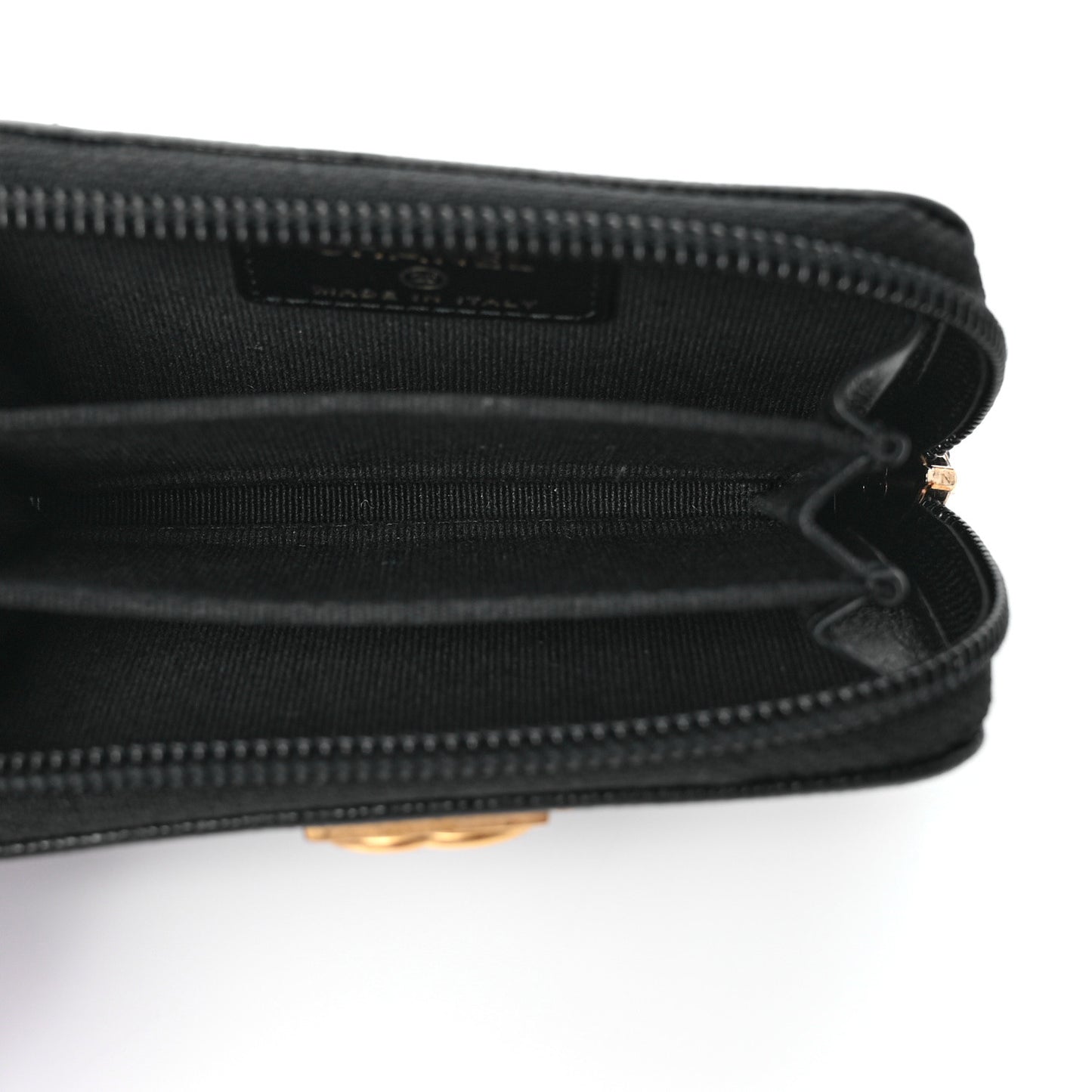Caviar Quilted Boy Zip Around Coin Purse Wallet Black