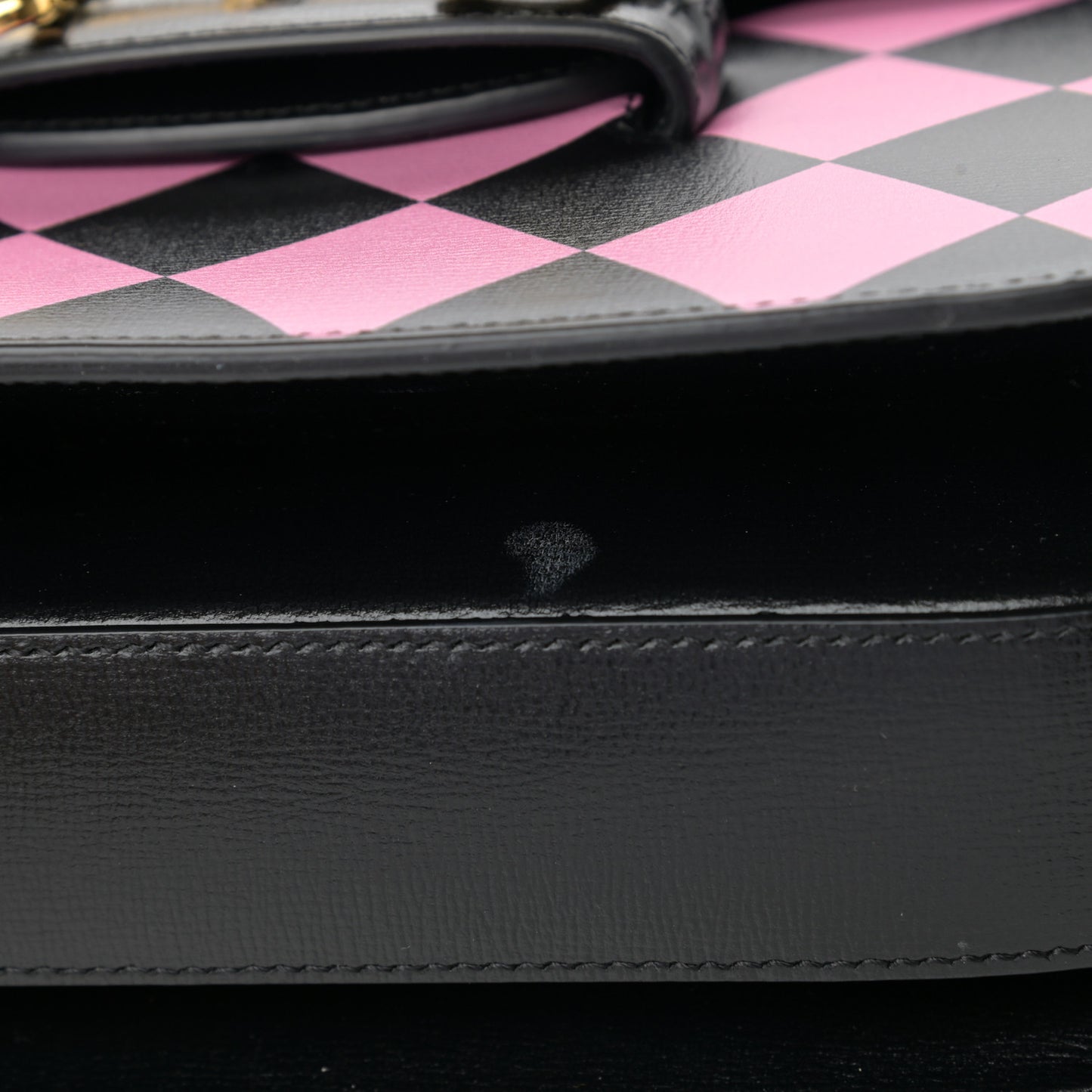 Textured Calfskin Geometric Print Horsebit 1955 Shoulder Bag Black Multicolor