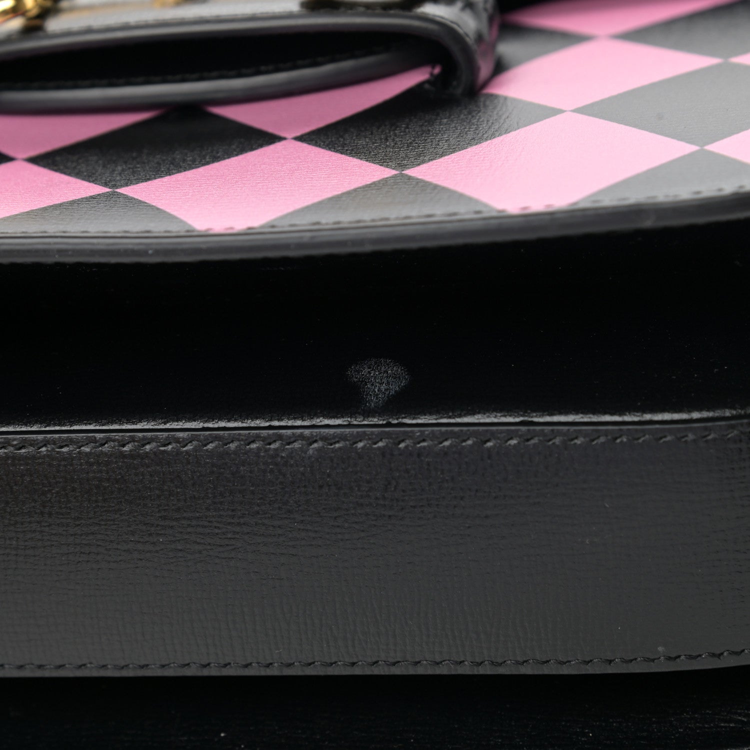 Gucci Textured Calfskin Geometric Print Horsebit 1955 Shoulder Bag Black Multicolor 13 of 16