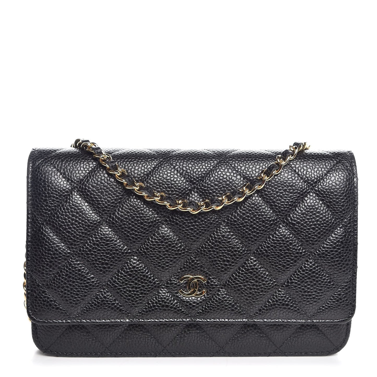 Caviar Quilted Wallet On Chain WOC Black